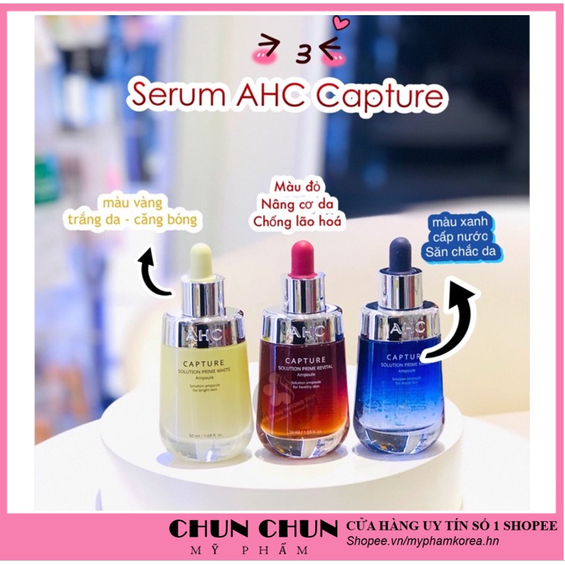Serum AHC dưỡng trắng da dưỡng ẩm chống lão hóa Capture Solution PRIME Ampoule Vàng /  Xanh Dương / Đỏ Hàn Quốc 50ml