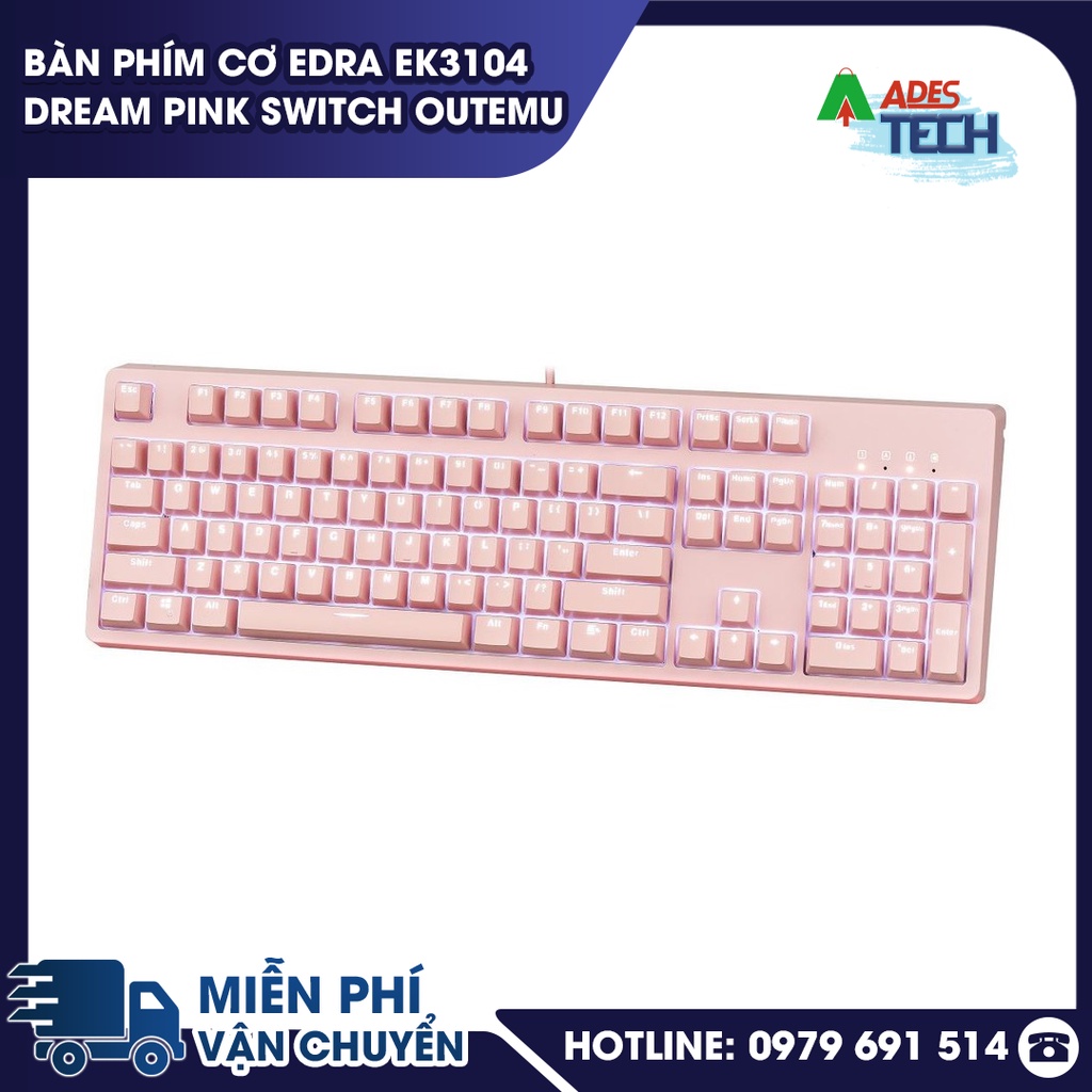 Bàn Phím Cơ EDRA EK3104 Dream Pink Switch OUTEMU Bảo hành 24 tháng
