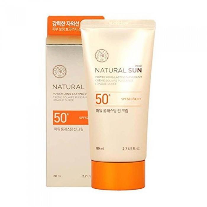 (HSD-01/12/23) Kem Chống Nắng TheFaceShop Lâu Trôi Natural Sun Eco Power Long-Lasting Sun Cream Spf50+ Pa+++ 80ml