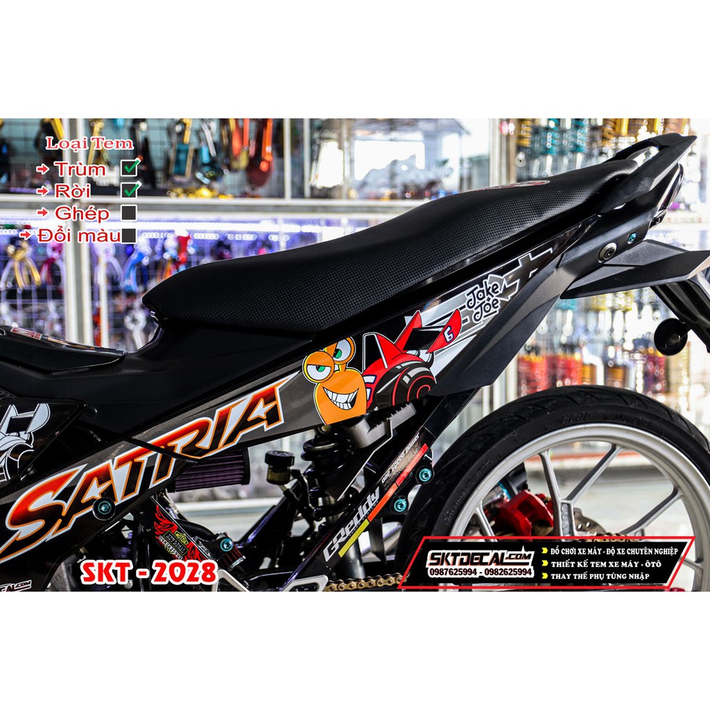 Tem rời satria ốc sên cam đen