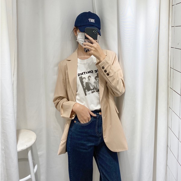 Áo khoác blazer nữ vải cotton đứng form lót demi tông màu Pastel mùa hè- freesize - AKTK038 | BigBuy360 - bigbuy360.vn