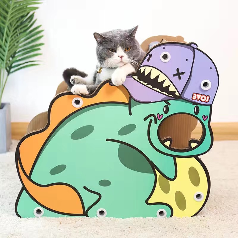 Nhà kết hợp Ổ nằm - bàn cào móng cho mèo hình khủng long đáng yêu🦖