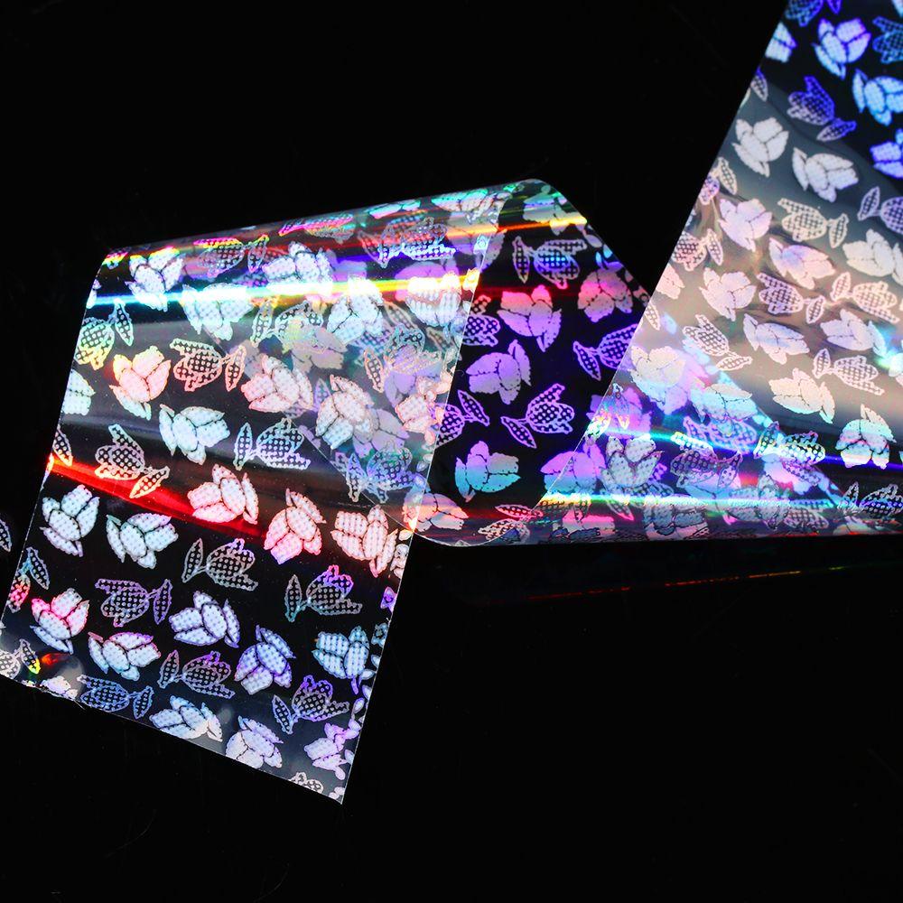 Miếng Dán Trang Trí Móng Tay Chuyển Đổi Laser Họa Tiết Ngôi Sao / Hoa Hồng Holographic DIY