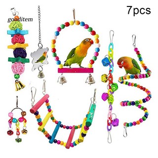 11 Set 7 món đồ chơi gắn chuông trang trí lồng chim vẹt