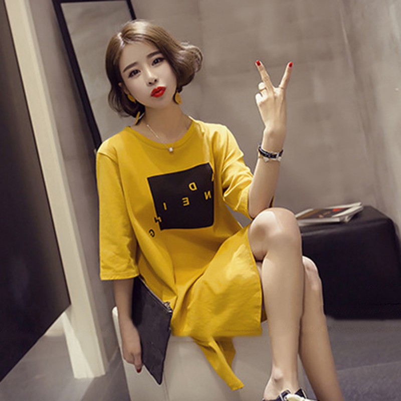 Đầm cỡ lớn in chữ thời trang phong cách hàn quốc dành cho nữ