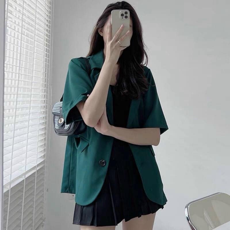 Áo khoác blazer cộc tay màu xanh | BigBuy360 - bigbuy360.vn