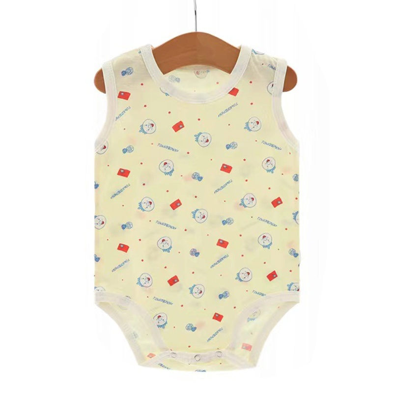 Bộ Áo Liền Quần Cotton Không Tay In Hoạt Hình Dành Cho Trẻ Sơ Sinh