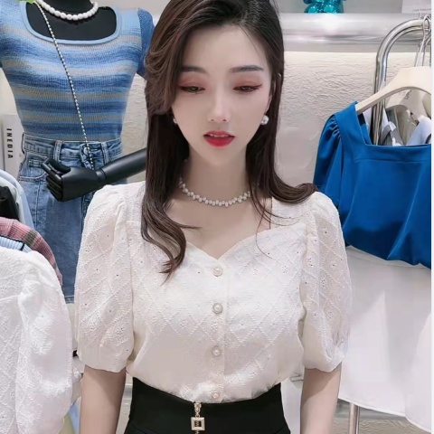 Áo Sơ Mi Tay Ngắn Cổ Vuông In Họa Tiết Thời Trang Mùa Hè Cho Nữ