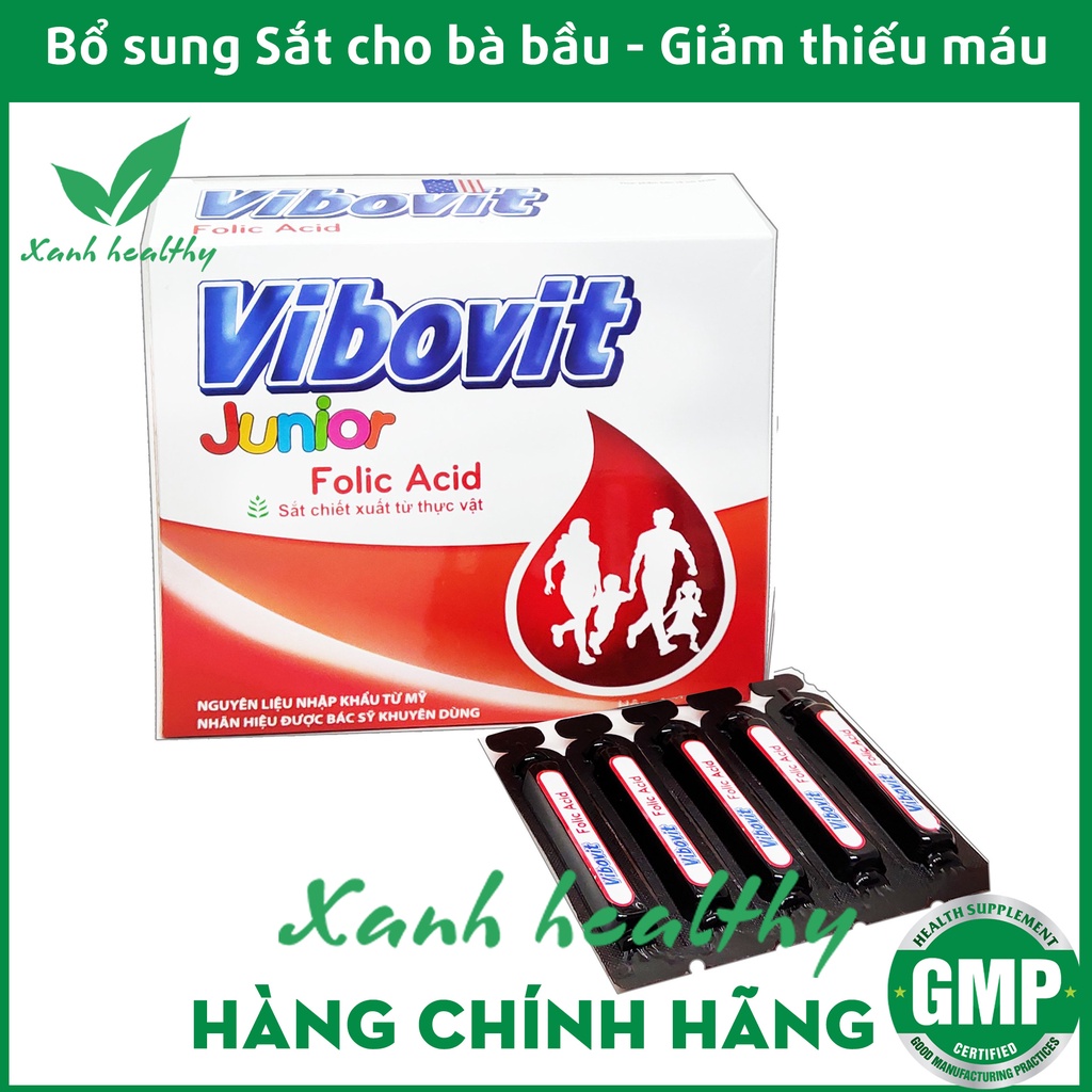 Bổ máu Vibovit - Bổ sung sắt, Acid Folic Vitamin B9, B12 cho bà bầu và trẻ từ 2 tuổi - Dạng siro an toàn, dễ uống