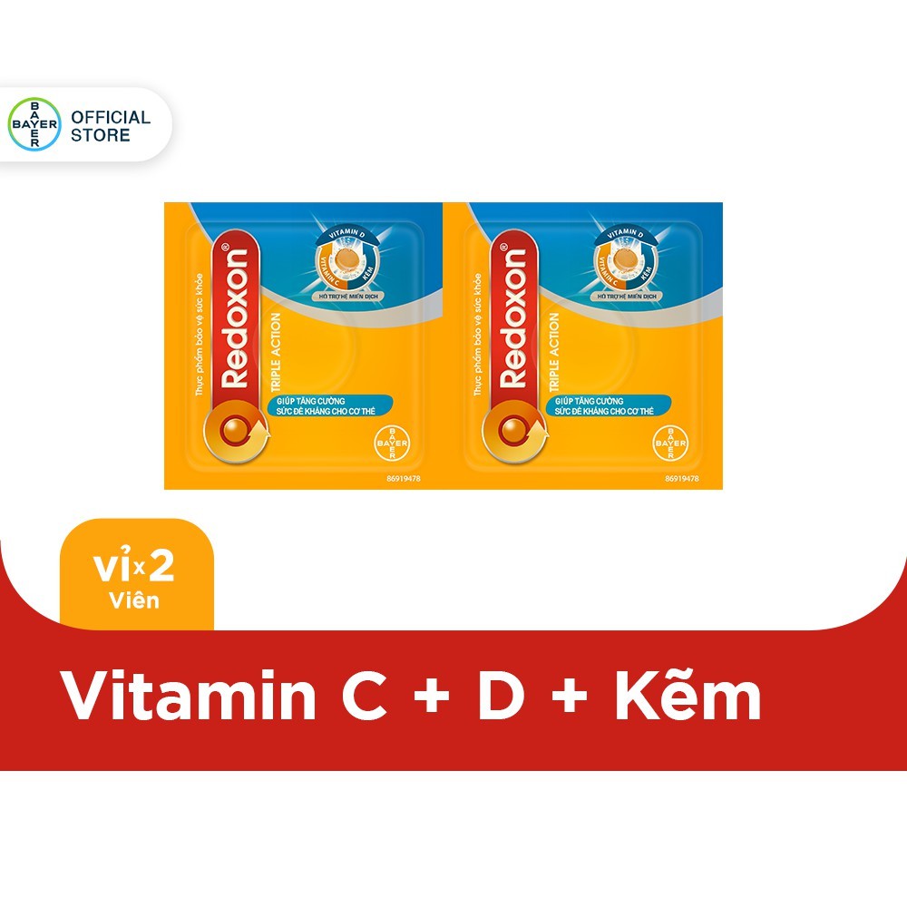 [MKB Gift] Viên Sủi Bổ Sung Vitamin C, D, và Kẽm Redoxon Triple Action Vỉ 2 Viên