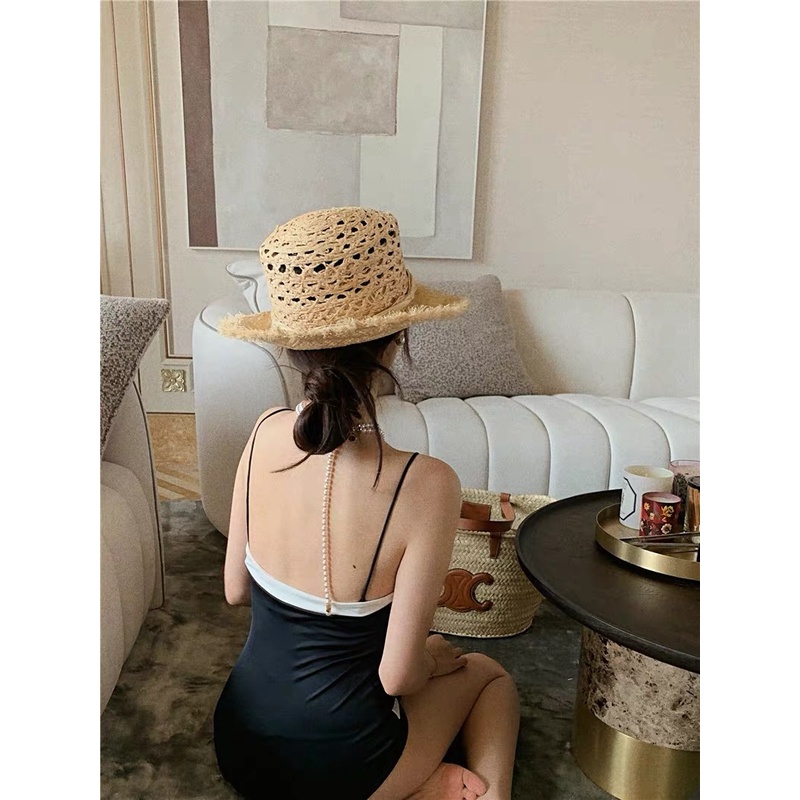 Bộ Đồ Bơi Một Mảnh Màu Trắng Đen Phong Cách Hàn Quốc Dành Cho Nữ