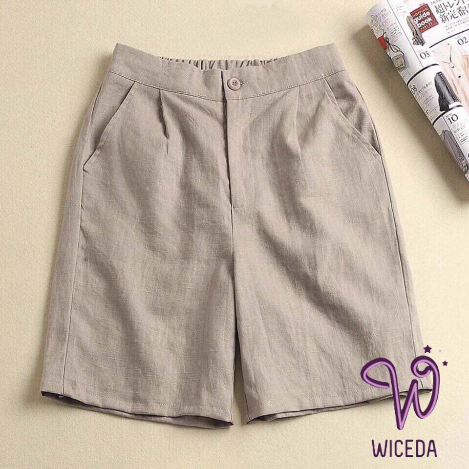 Quần lửng nữ ngố đũi đẹp ống rộng lưng cao,quần đùi nữ chất đũi tự nhiên nhẹ mát  khóa thật WICEDA QS350 | BigBuy360 - bigbuy360.vn