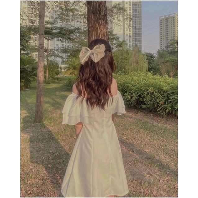Váy xoè 🌸 Đầm trễ vai màu trắng tay bồng style Hàn Quốc Ulzzang dành cho nữ PHULA V05 | BigBuy360 - bigbuy360.vn
