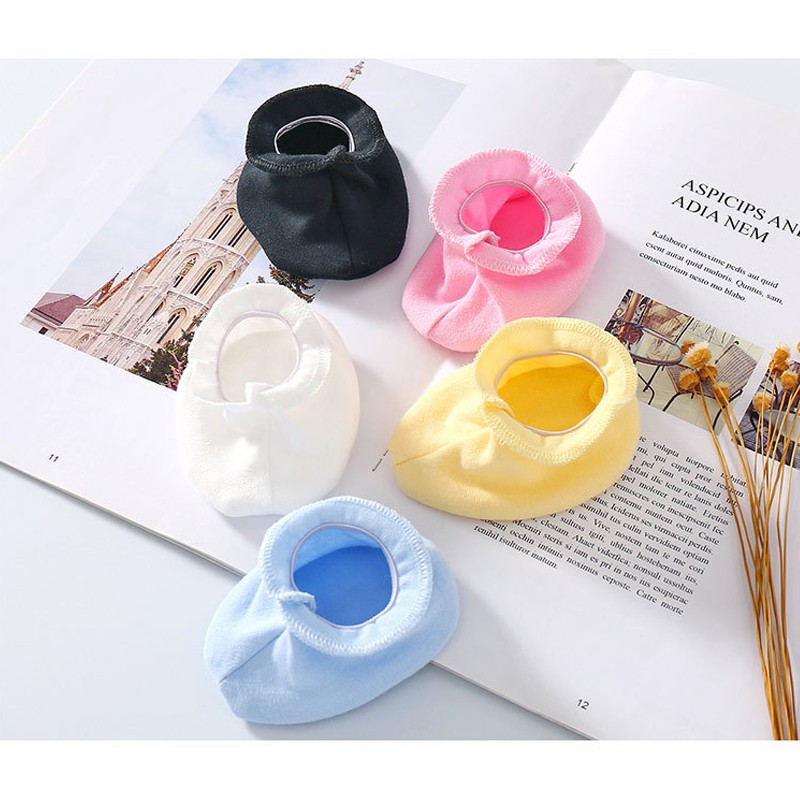 1 Set Găng Tay Cotton Màu Trơn Trắng / Đen / Hồng / Xanh Dương Cho Bé Sơ Sinh