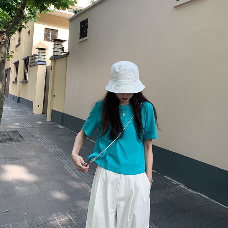 Áo Thun Tay Ngắn Màu Trơn Thiết Kế Đơn Giản Hợp Thời Trang