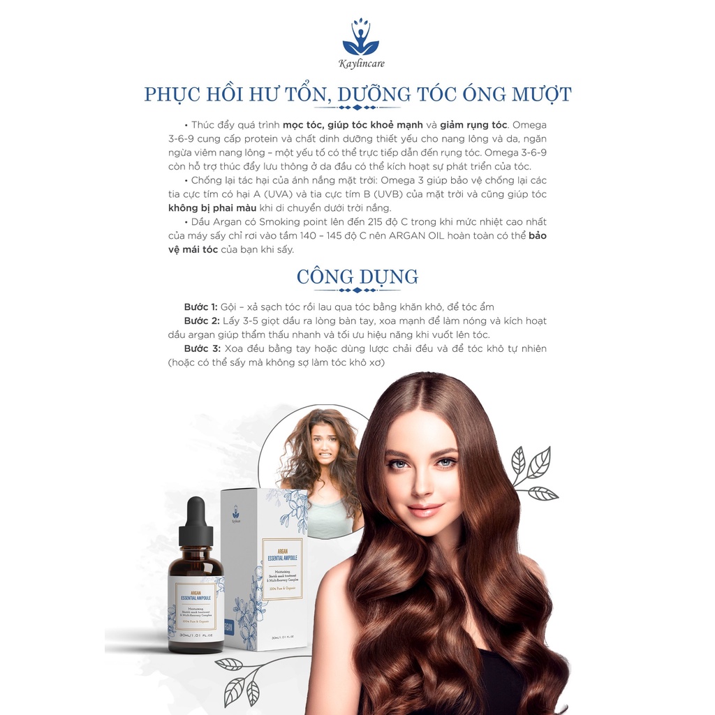 Dầu Argan Oil Essential Ampoule Kaylincare 10ml/15ml/30ml - ShopLam