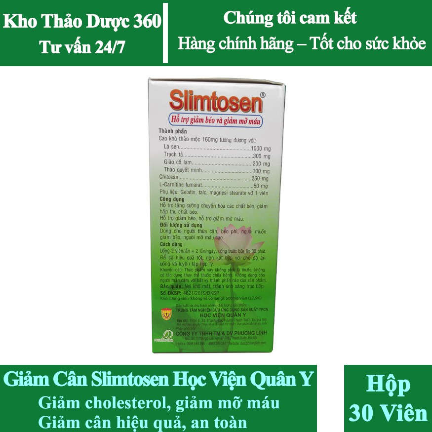 Viên Nang Giảm Cân Slimtosen Học Viện Quân Y hộp 100 Viên | BigBuy360 - bigbuy360.vn