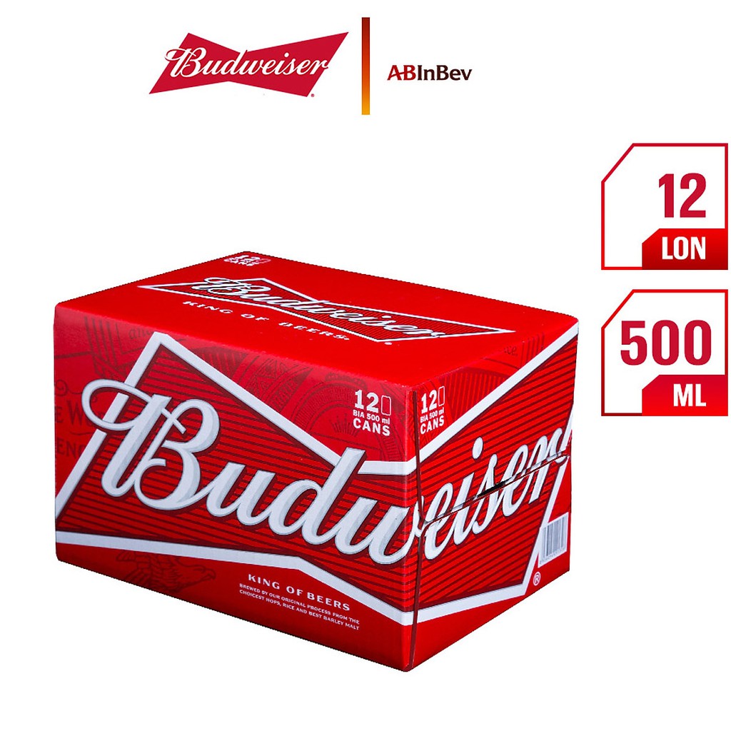 Bia Budweiser lon 500ml chuẩn hiệu bia thượng hạng Hoa Kỳ
