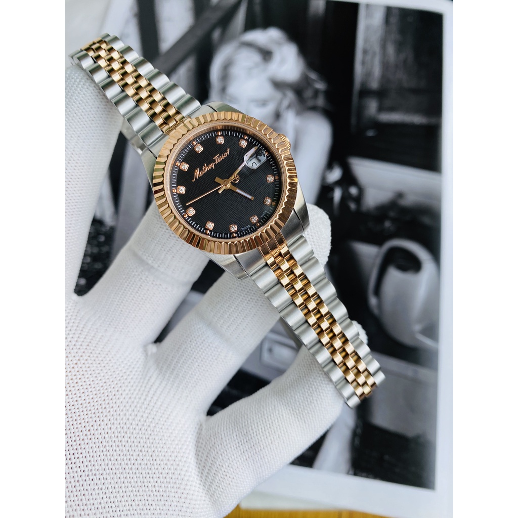 Đồng hồ nữ chính hãng Mathey-Tissot Mathey III - Máy Quartz pin - Kính cứng Crystal Black Dial Ladies Watch D810RN.
