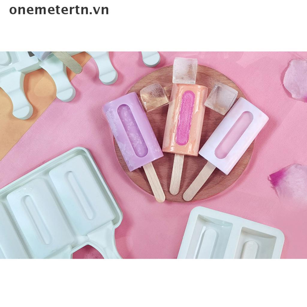 【onemetertn】 Ice Cream Molds 4 Cell Ice Cube Tray Popsicle Maker DIY Homemade Freezer Ice [VN]