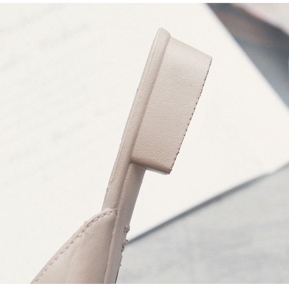 Dép Bít Mũi Nhọn Gót Thấp Bằng Cao Su Khaki Màu Xanh Lá/Đen Thoải Mái Thời Trang Xuân Hè