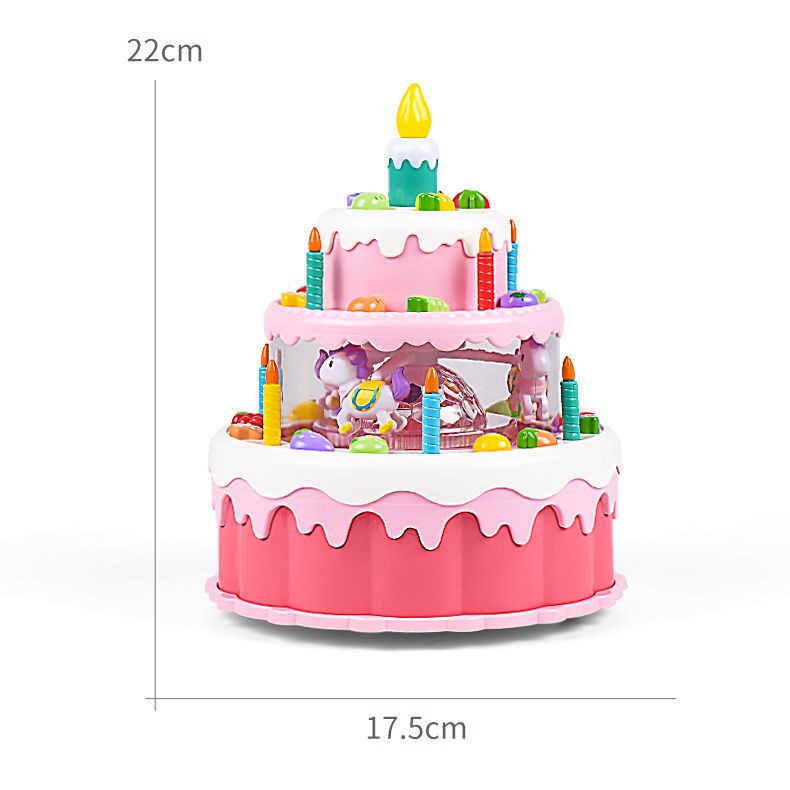 bánh sinh nhật mô phỏng cho trẻ em đồ chơi quà tặng cảm biến ánh sáng có thể thổi ra âm nhạc nhà bếp bé trai và