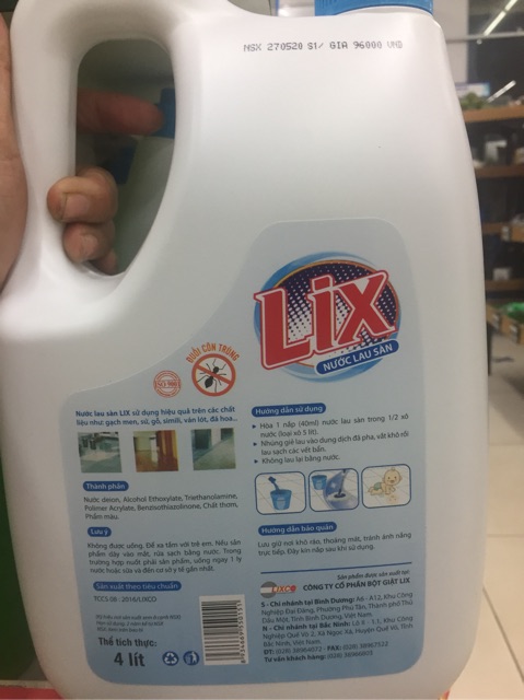 Nước lau Sàn Lix 4 kg đổi con trùng