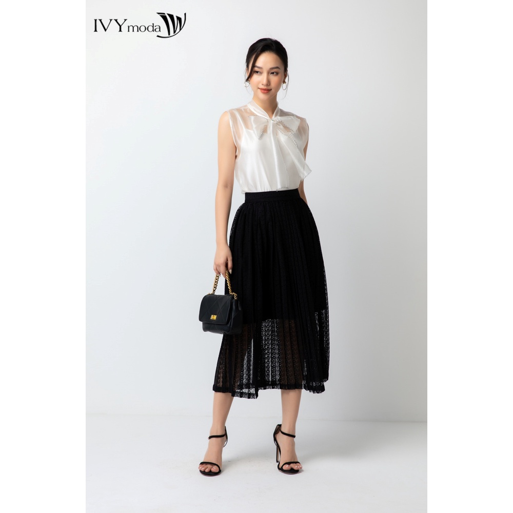 Chân váy ren dập ly IVY moda MS 31M6368
