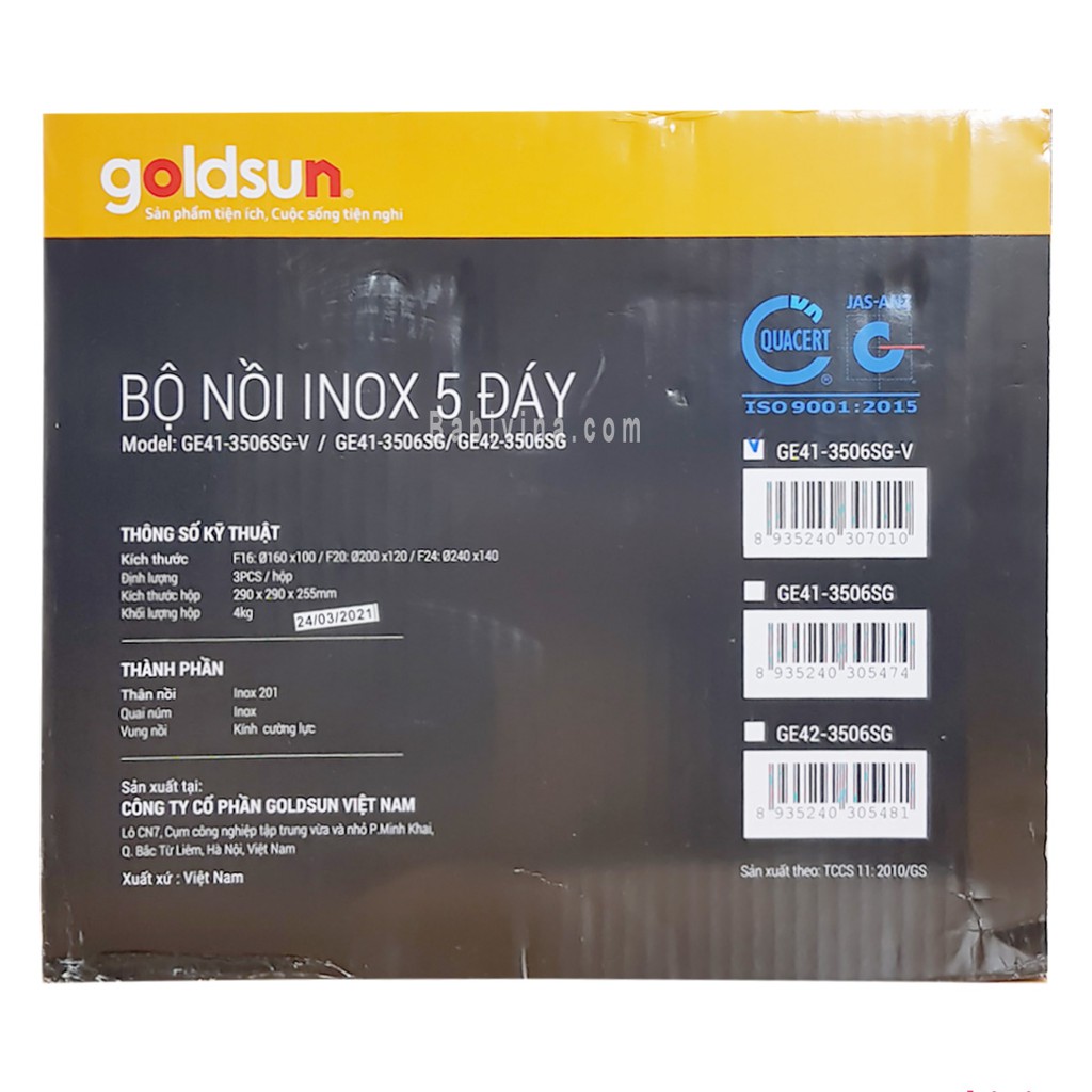 [QUÀ TĂNG] Bộ Nồi inox 5 Đáy Goldsun | Quà Tặng VitaDairy