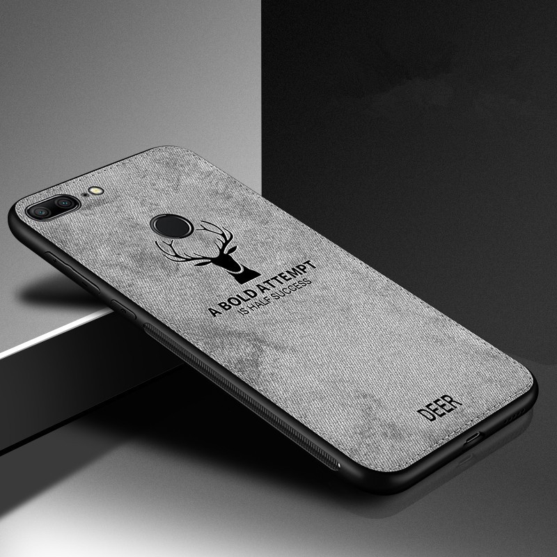 Ốp điện thoại mặt vải thêu hình hươu cổ điển dành cho Huawei Honor 9/10