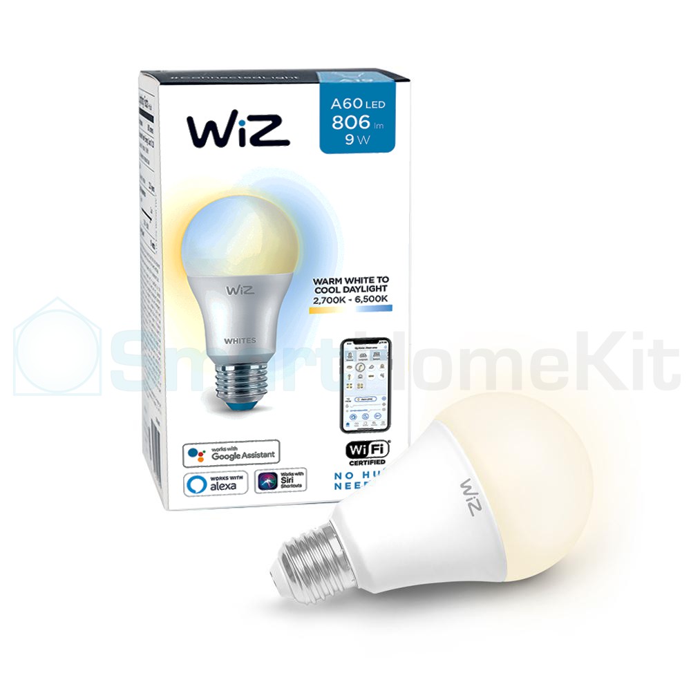 Bóng đèn thông minh Philips WiZ Tunable White E27 9W A60 - đèn tông Trắng - Vàng, tương thích với Google Home và Alexa