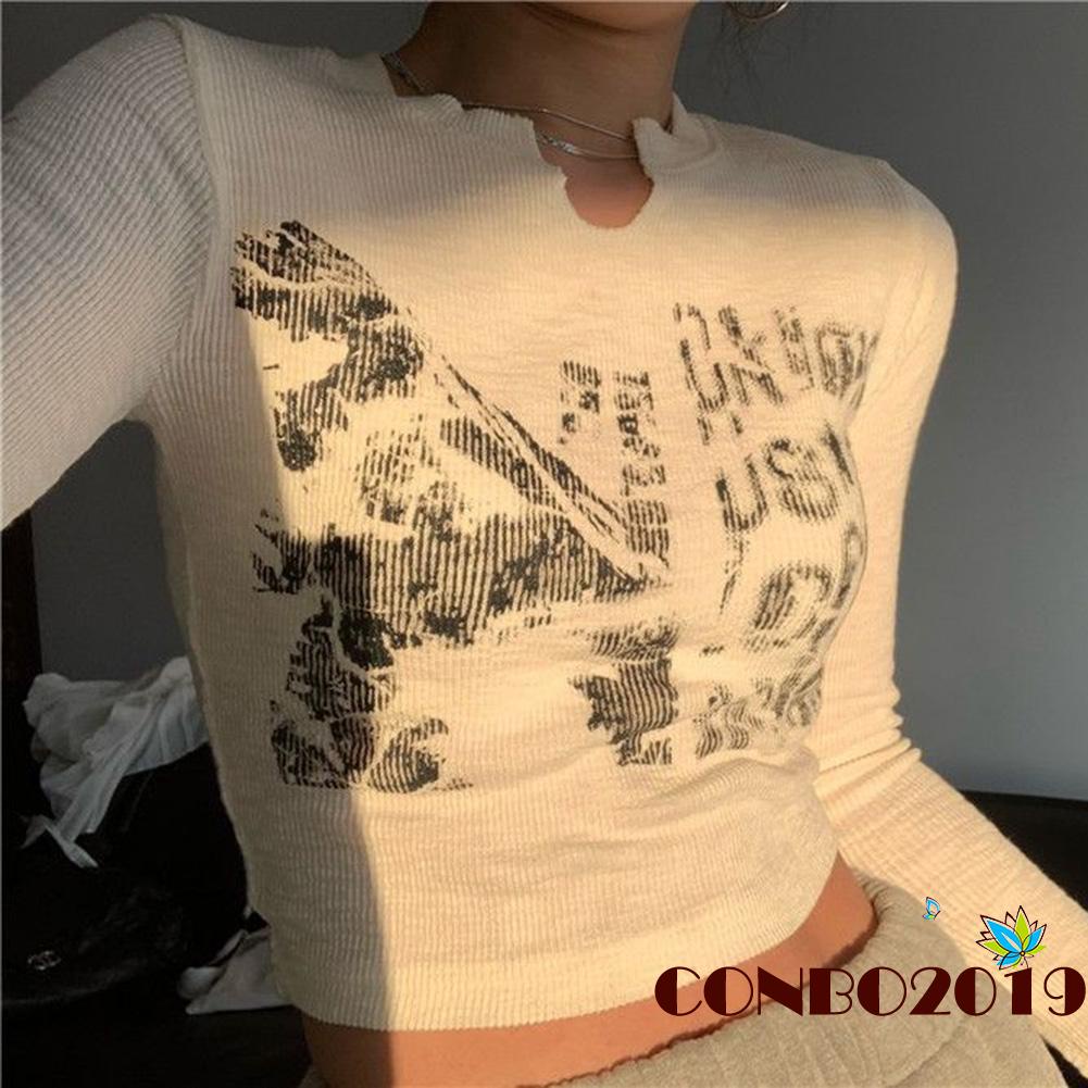 Áo croptop tay dài hở rốn màu sắc thời trang cho nữ