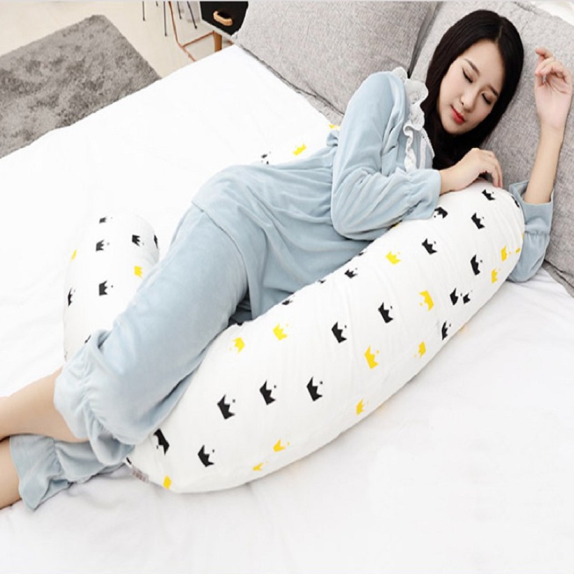 [LIKADO] Gối cho bà bầu(85*145*16cm), vải 100% cotton, ruột bông nhân tạo, vỏ rời(mẫu lợn hồng)