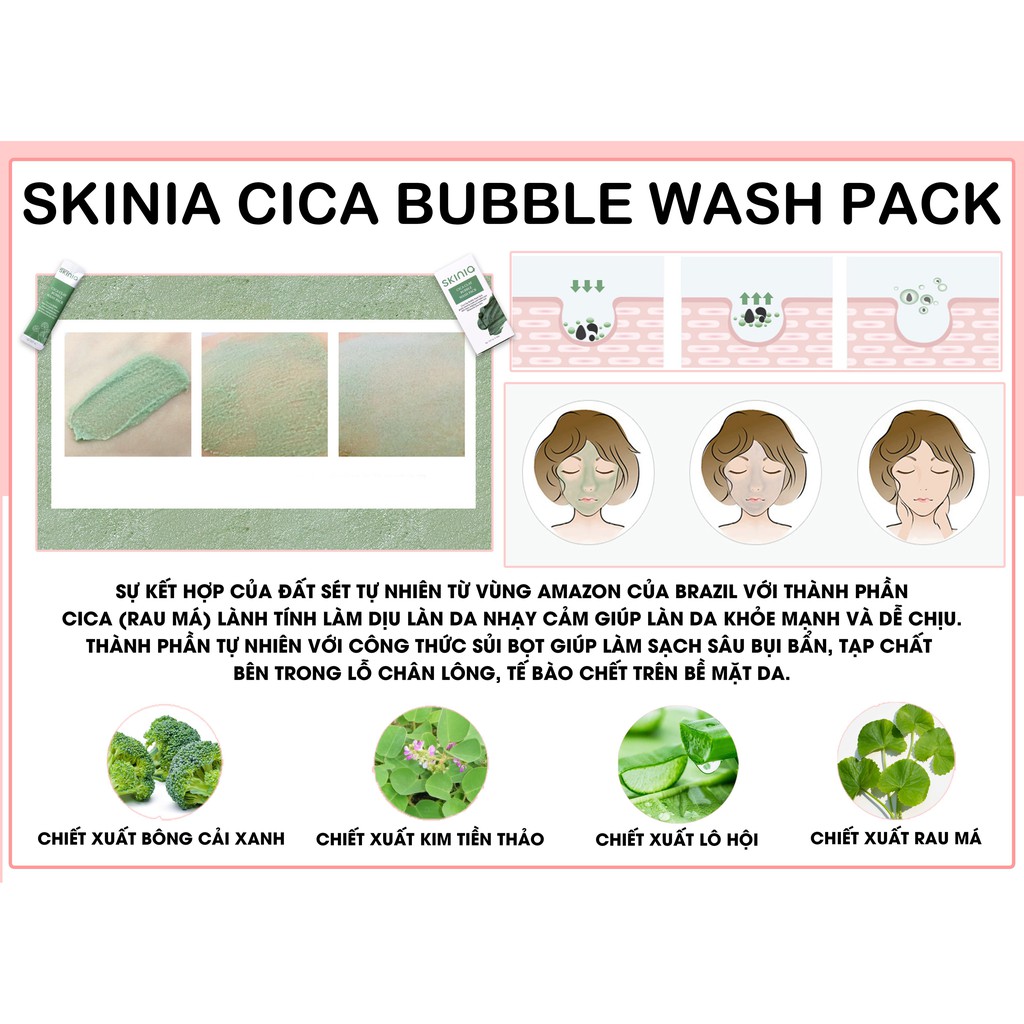 Mặt nạ đất sét sủi bọt làm sạch sâu Skinia Cica Clay Bubble Wash Pack | BigBuy360 - bigbuy360.vn
