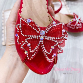 Giày cao gót đỏ đính bướm cho bé gái