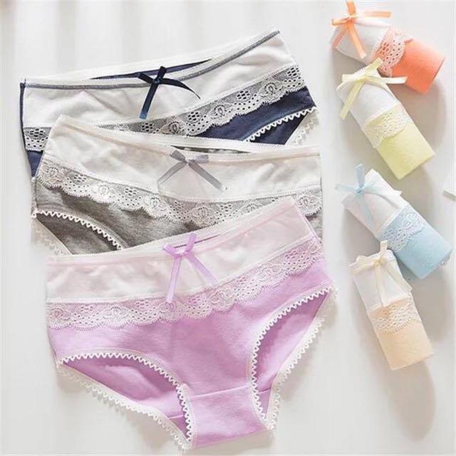 Quần Lót Nữ Cotton Viền Ren Thoáng Khí Xuất Hàn  Hàng Loại Đẹp.