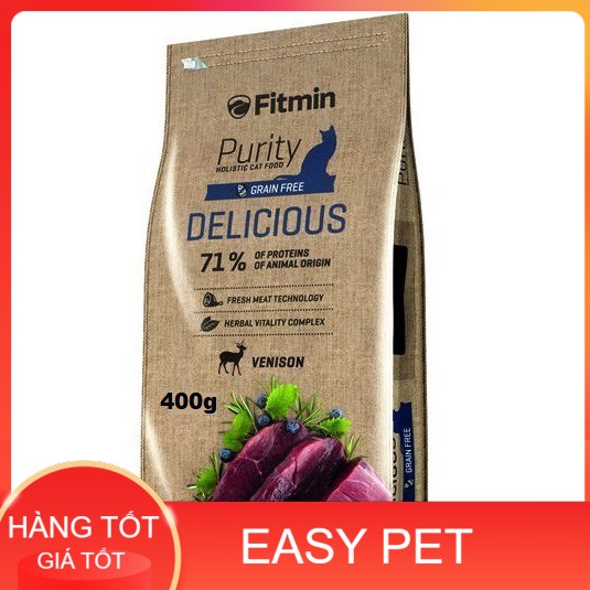 Thức ăn hạt khô cho mèo trưởng thành Fitmin Cat Purity Delicious 1kg (vị thịt nai)