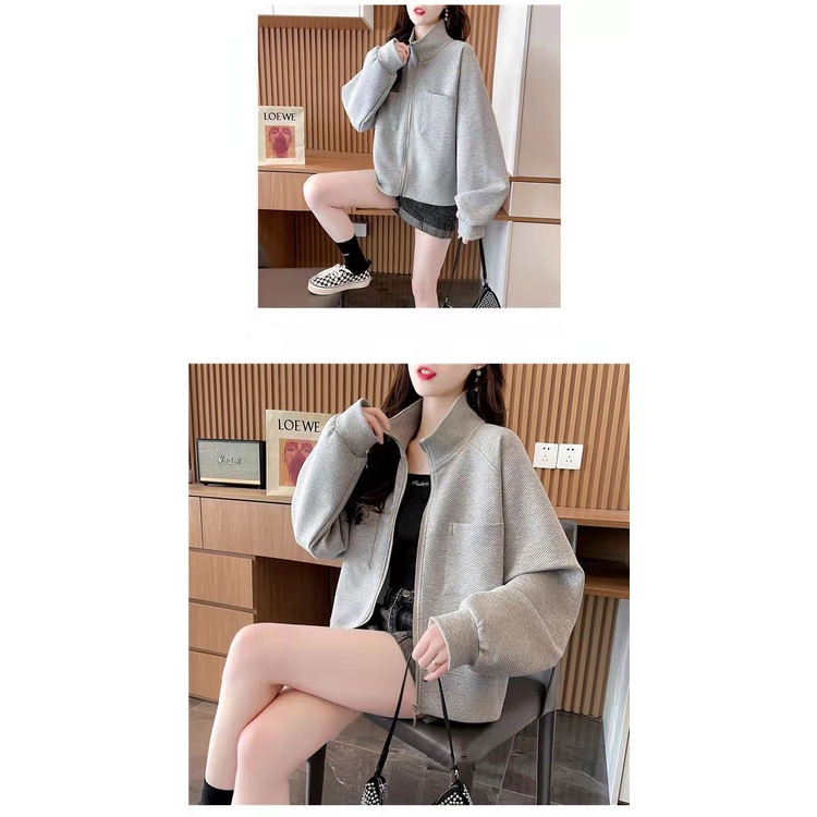 Áo Khoác Cardigan Cổ Đứng Dáng Rộng Phong Cách Phương Tây Thời Trang Xuân Thu Cho Nữ