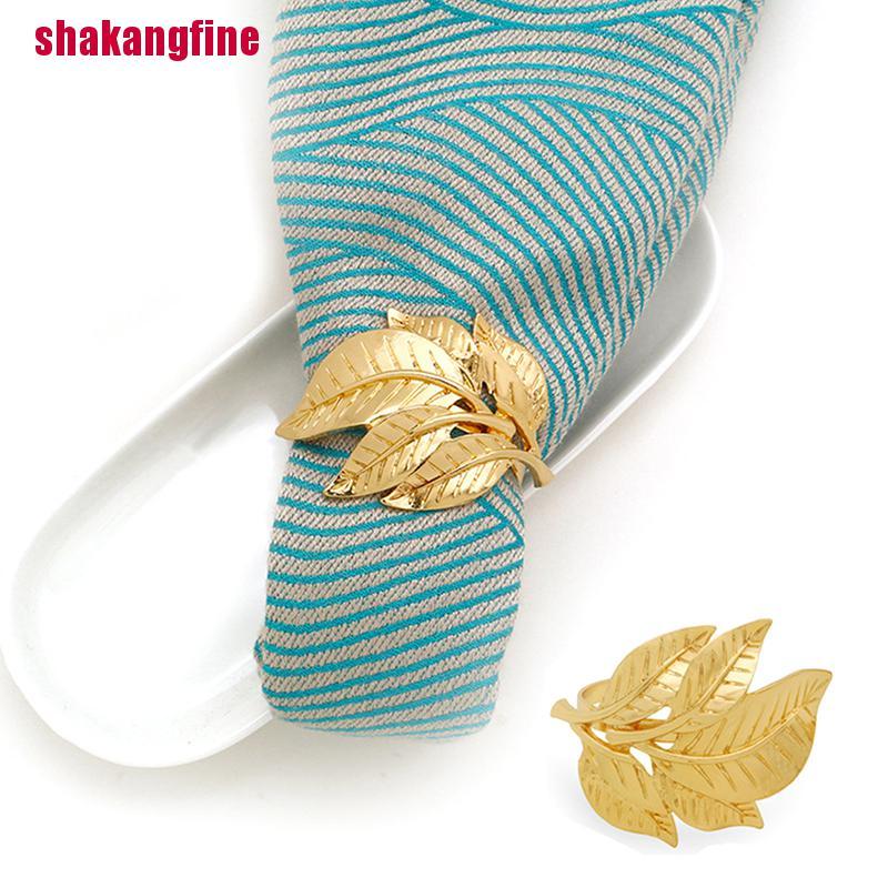 [shafineVN]1Pcs Gold Leaf Napkin Rings for Wedding Party Napkin Holder Metal Napkin Buckle Table Decoration