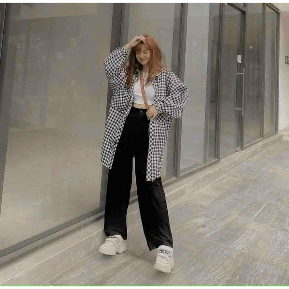 Quần Suông Đen Nữ, Quần Ống Rộng Lưng Cao Nút Trước Form Dáng Đẹp Hack Chiều Cao Chân Dài Miên Man. | BigBuy360 - bigbuy360.vn