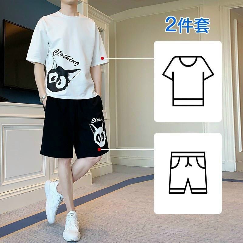 Bộ thời trang nam, bộ hè nam phối hình 3D, bộ đồ nam vải thun cotton cực chất lượng thoáng mát dễ mặc