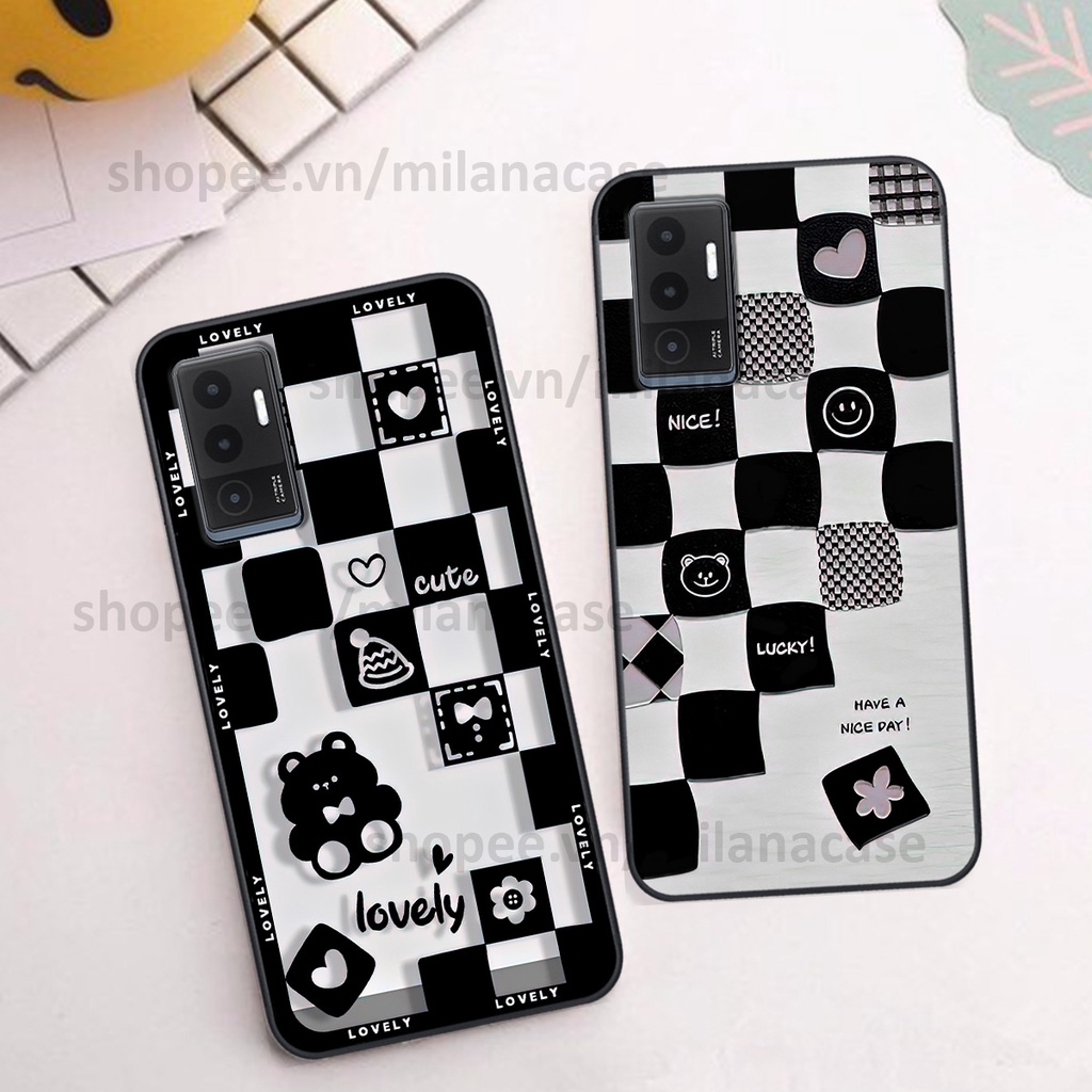 Ốp Vivo V23e in hình caro trái tim siêu đẹp, siêu nét đầy phong cách cá tính