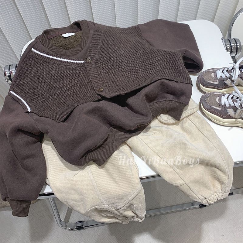 Áo sweater Giả Hai Lớp Thời Trang Mùa Xuân 2022 Cho Bé Trai