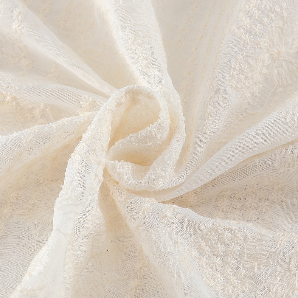 NUZIRO  Áo kiểu  tay dài cổ tròn phối ren thêu hoa dáng rộng thoải mái