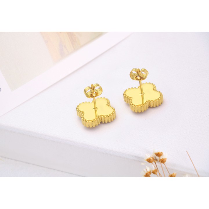 Bông tai nữ tittan cao cấp kiểu hoa 4 cánh siêu đẹp bền màu - Tặng hộp - Đem lại vẻ đẹp quyến rũ cho người đeo