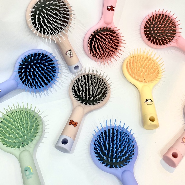 Lược gương chải tóc 2in1 cầm tay mini bỏ túi - gương lược massage đầu, chống rối, chống rụng tóc ERA SHOP