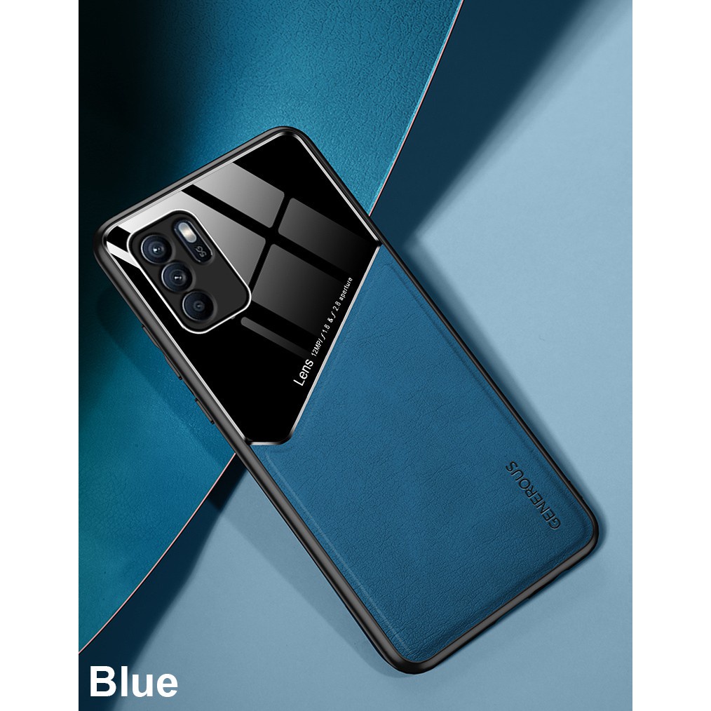 Ốp điện thoại da tích hợp sắt chống sốc bảo vệ cho Oppo Reno 6z 5g