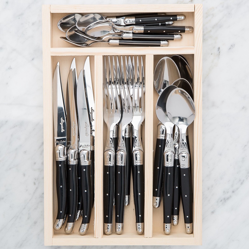 Bộ DAO THÌA DĨA (muỗng, nĩa) inox 304 Pháp Cán nhựa Màu đen | Sa Maison x Jean Dubost