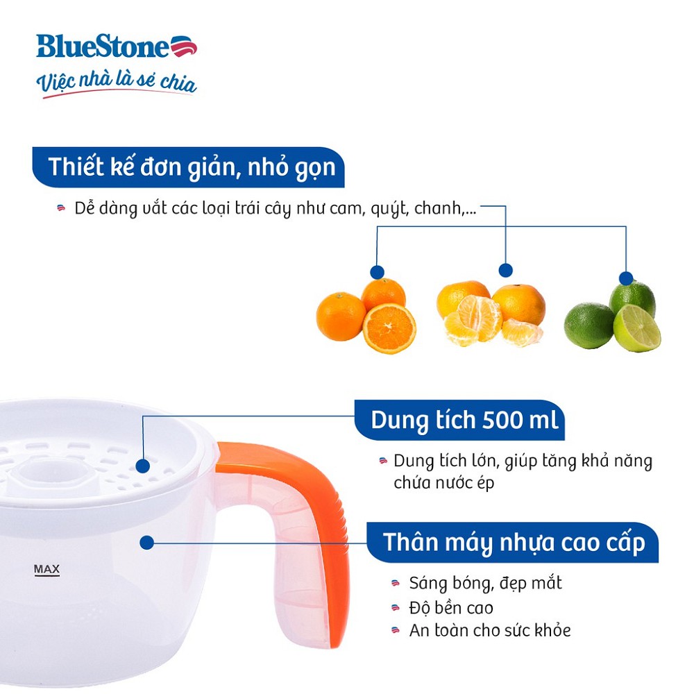 máy vắt cam vắt quýt nhựa tự động đảo chiều đồ dùng trong gia đình Bluestone CJB-1127 Gia Dụng Hướng Dương