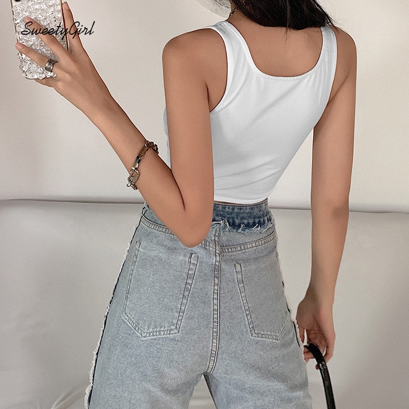 Áo kiểu không tay dáng ngắn cổ vuông thời trang quyến rũ